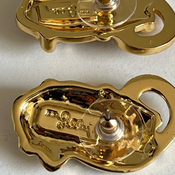 NEW LILLY PULITZER Leopard Post Earrings in Gold Metallic - Picture 6 of 7